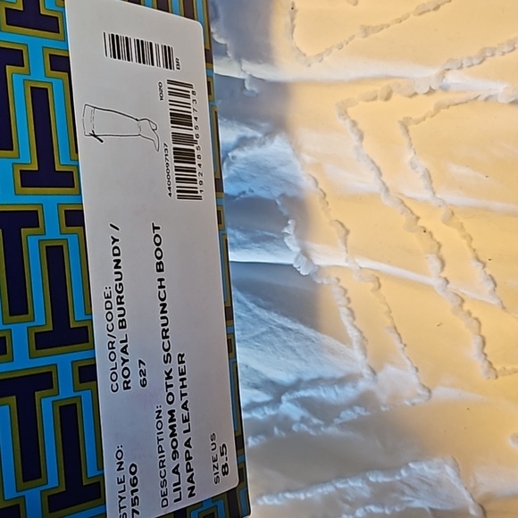 Tory Burch Lila 90mm OTK Scrunch Boot Nappa Leather Color Royal Burgundy Size8.5 - Picture 2 of 4